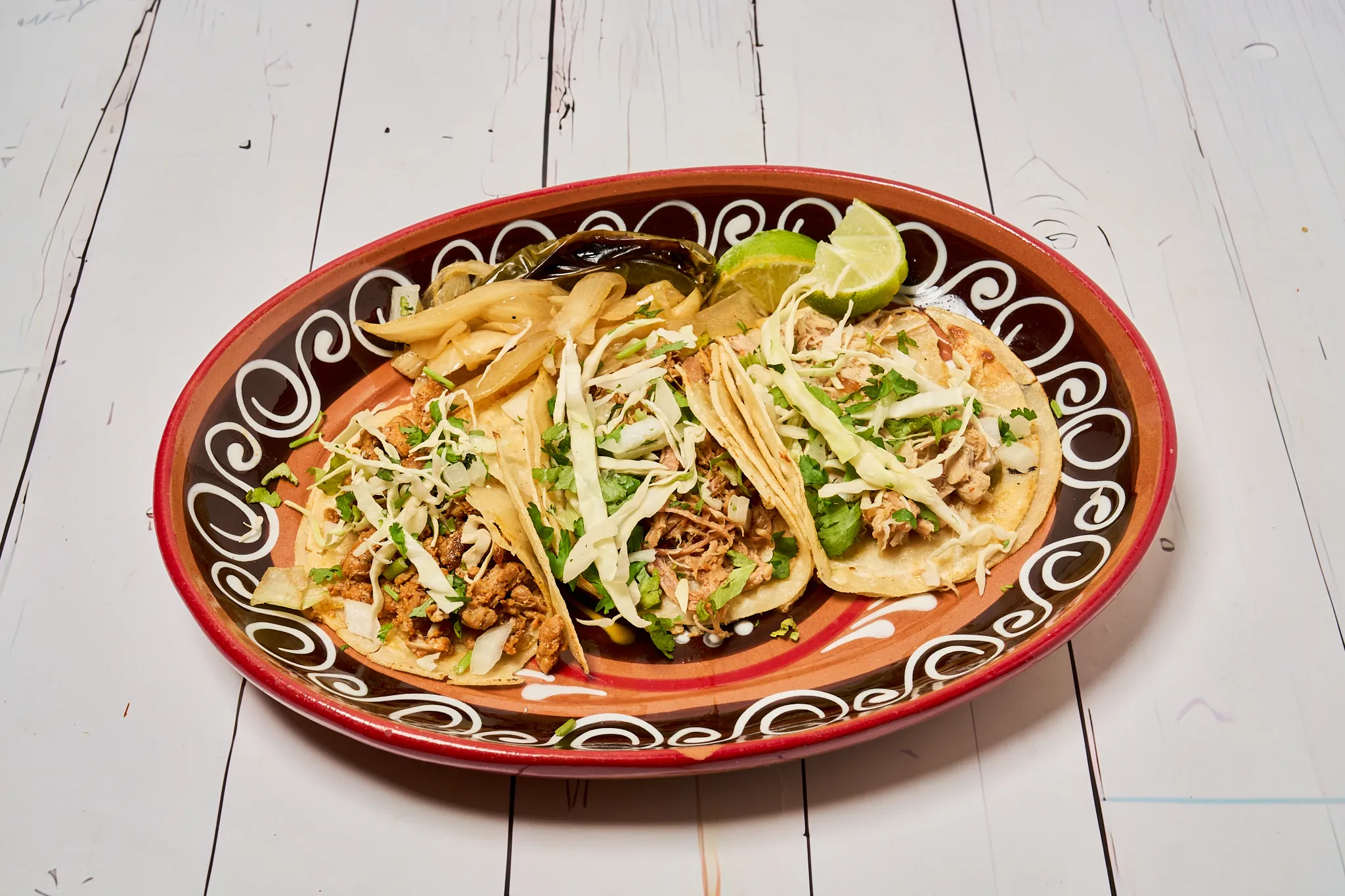 A colorful platter of tacos prepared at Los Pastores